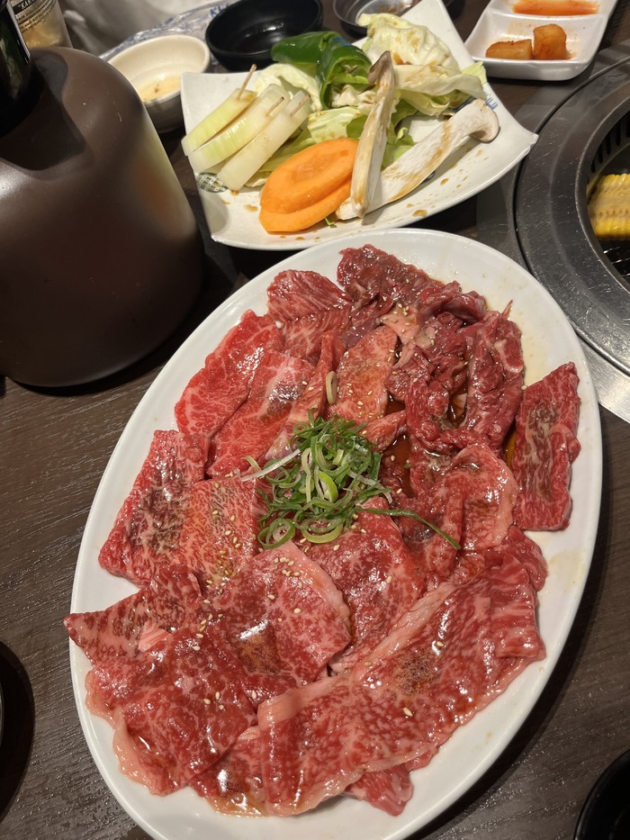赤身肉、焼き野菜は2往復